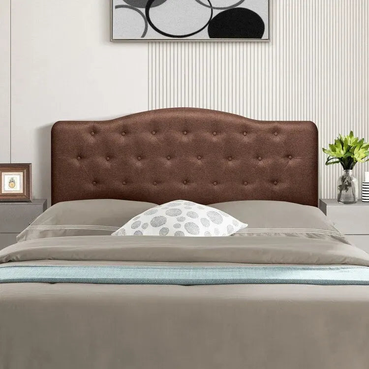 Button Tufted Upholstered Headboard, Height Adjustable Headboards, Bed Backboard Premium Padded Fabric Headboard