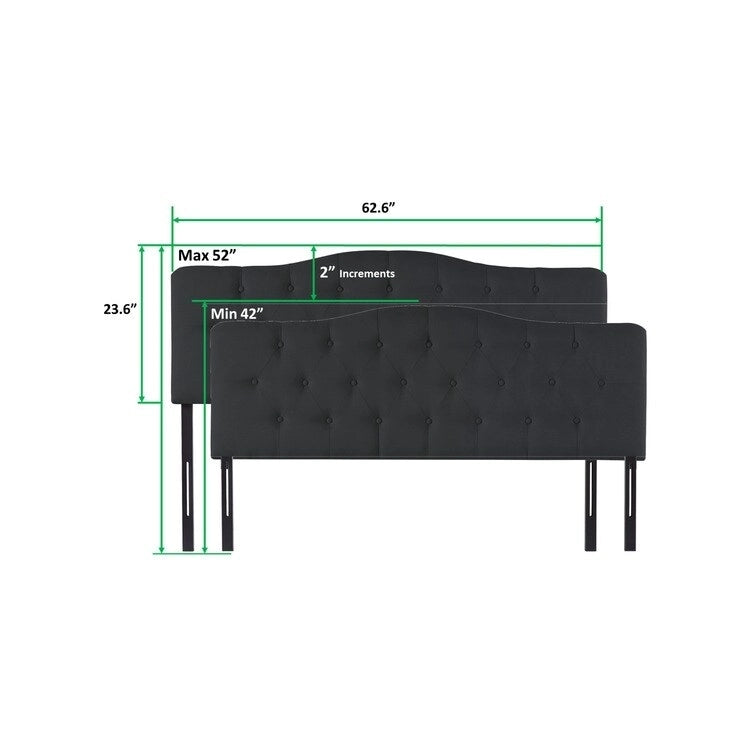Button Tufted Upholstered Headboard, Height Adjustable Headboards, Bed Backboard Premium Padded Fabric Headboard