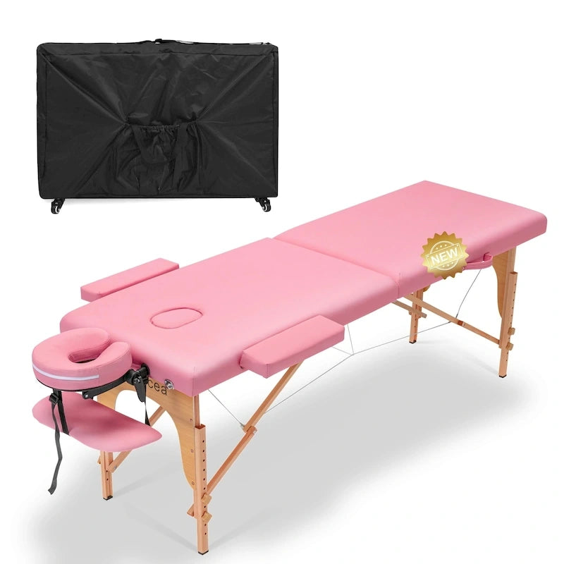 84-inch Portable Massage Table with Carry Case – PVC Leather, 3-inch High-Density Foam
