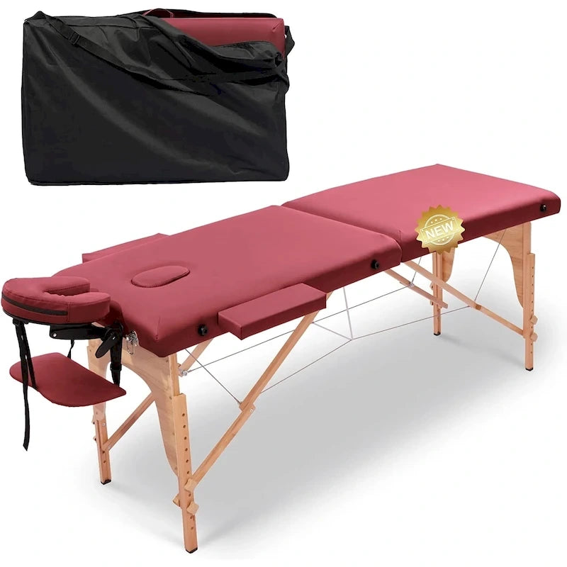 84-inch Portable Massage Table with Carry Case – PVC Leather, 3-inch High-Density Foam