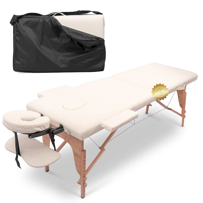 84-inch Portable Massage Table with Carry Case – PVC Leather, 3-inch High-Density Foam