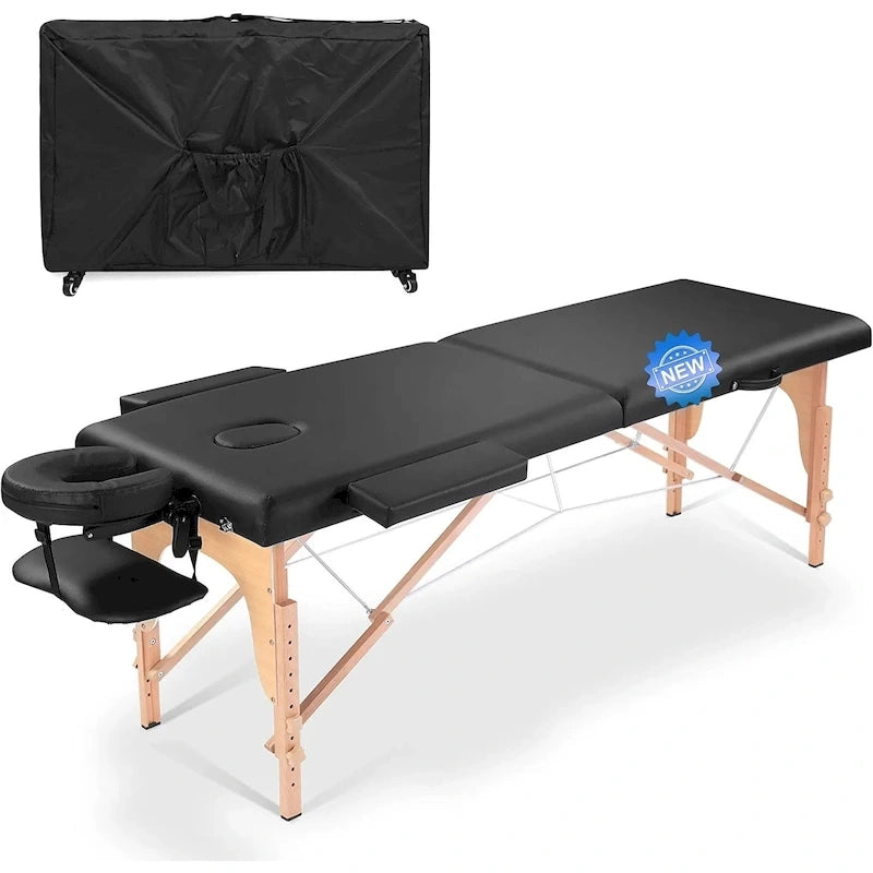 84-inch Portable Massage Table with Carry Case – PVC Leather, 3-inch High-Density Foam