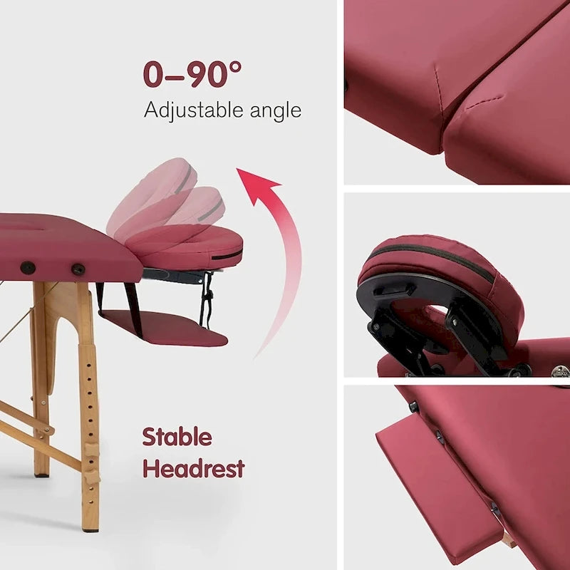 84-inch Portable Massage Table with Carry Case – PVC Leather, 3-inch High-Density Foam