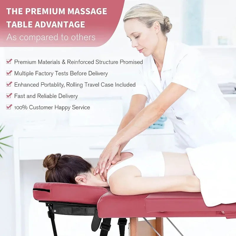 84-inch Portable Massage Table with Carry Case – PVC Leather, 3-inch High-Density Foam
