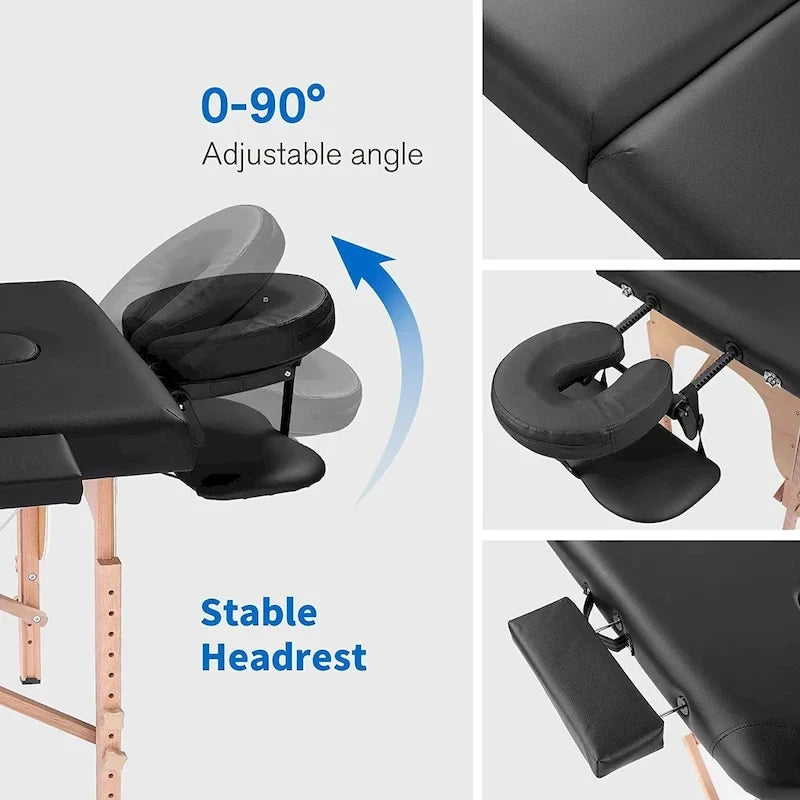 84-inch Portable Massage Table with Carry Case – PVC Leather, 3-inch High-Density Foam