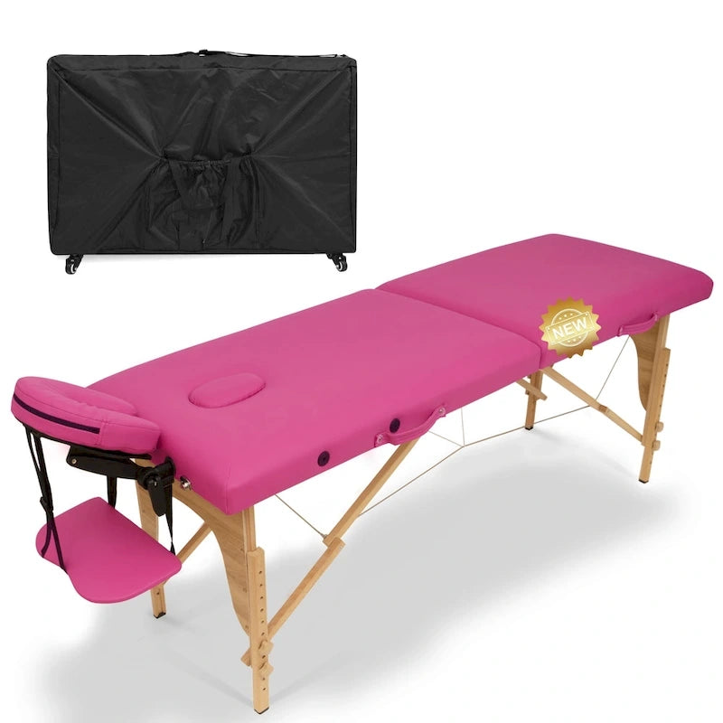 84-inch Portable Massage Table with Carry Case – PVC Leather, 3-inch High-Density Foam