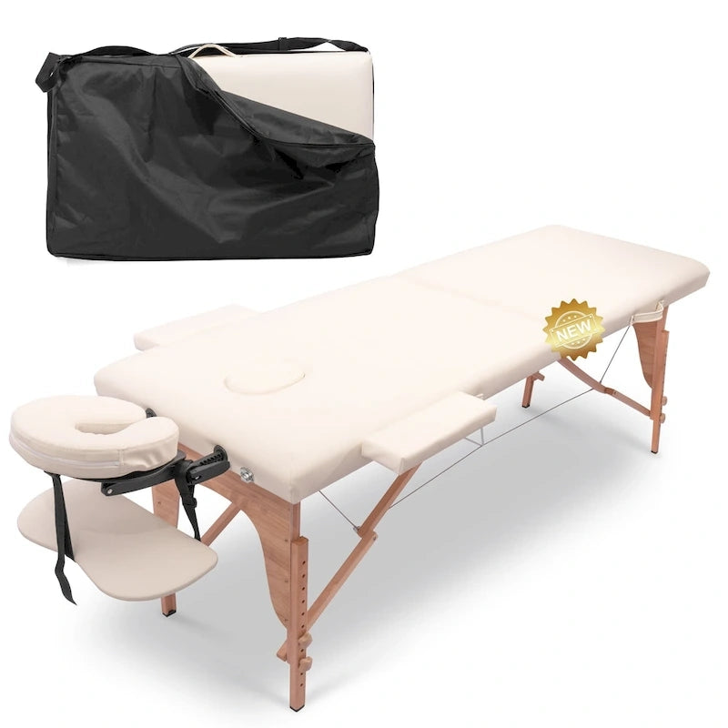 84-inch Portable Massage Table with Carry Case – PVC Leather, 3-inch High-Density Foam