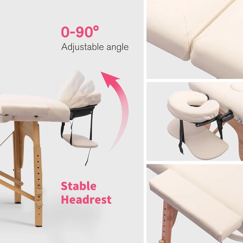 84-inch Portable Massage Table with Carry Case – PVC Leather, 3-inch High-Density Foam