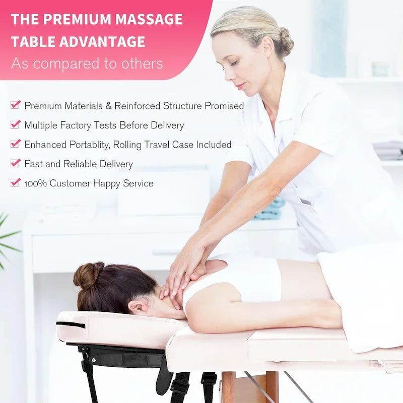 84-inch Portable Massage Table with Carry Case – PVC Leather, 3-inch High-Density Foam