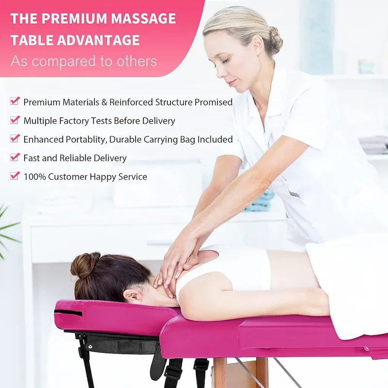 84-inch Portable Massage Table with Carry Case – PVC Leather, 3-inch High-Density Foam