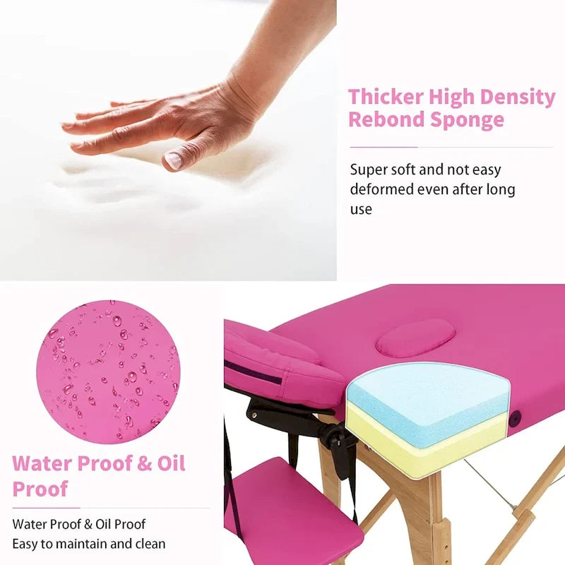84-inch Portable Massage Table with Carry Case – PVC Leather, 3-inch High-Density Foam
