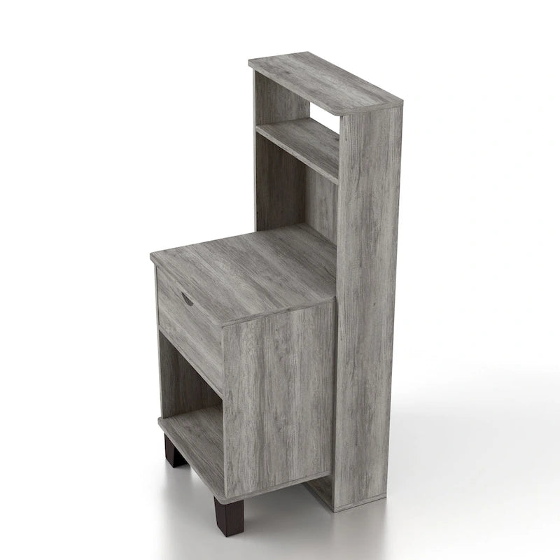 Transitional Compact Nightstand with 3 Shelves and 1 Drawer