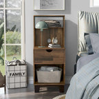 Transitional Compact Nightstand with 3 Shelves and 1 Drawer