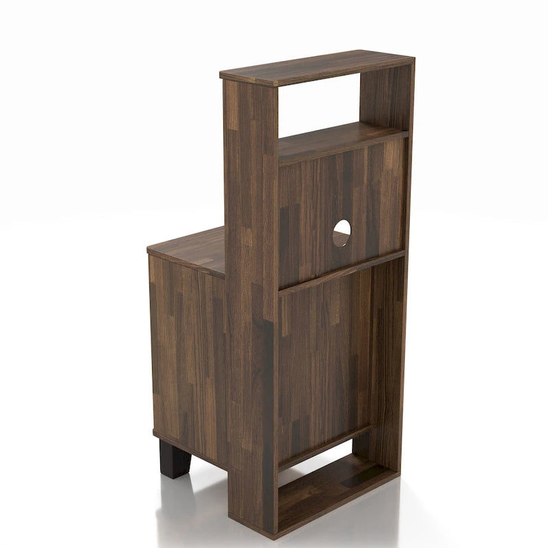 Transitional Compact Nightstand with 3 Shelves and 1 Drawer