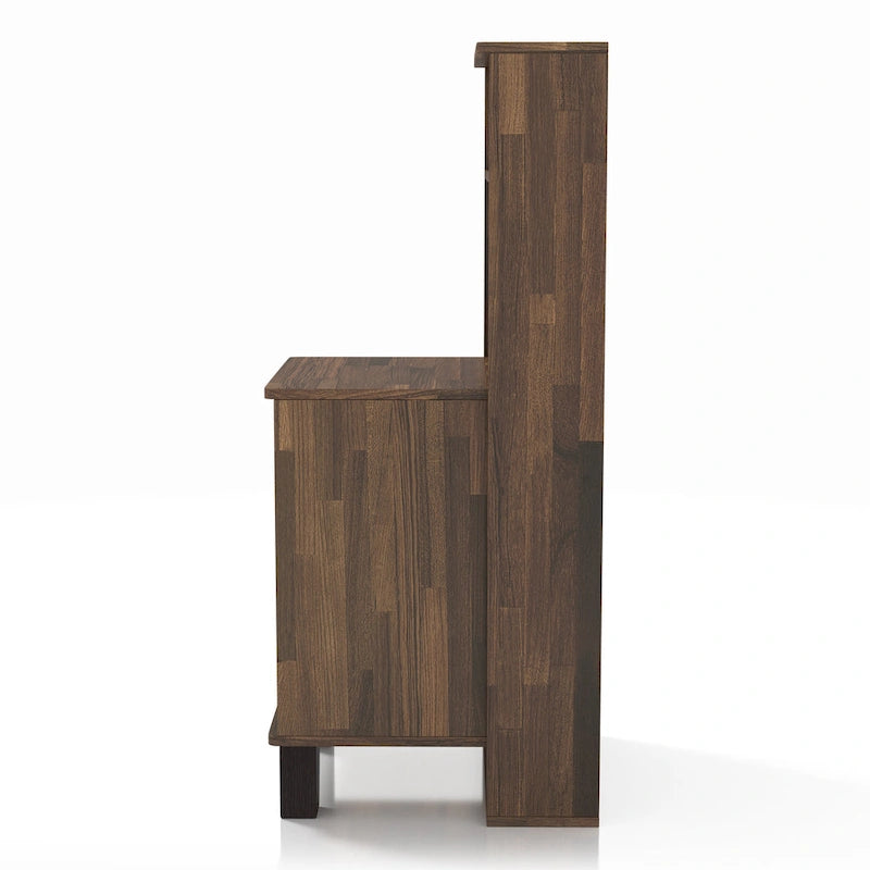 Transitional Compact Nightstand with 3 Shelves and 1 Drawer