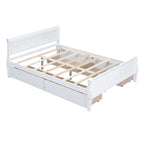Full Size Wood Platform Bed with 4 Drawers and Streamlined Headboard