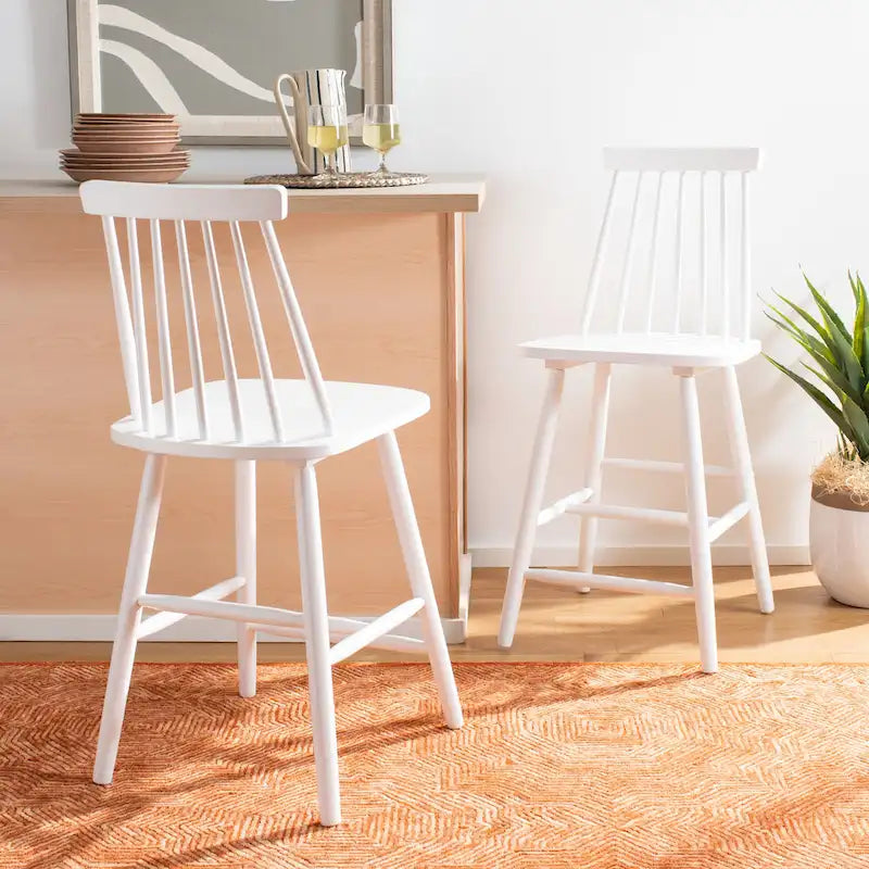 24-inch Spindle Counter Stool – Rubberwood Frame, Set of 2 | 18W x 21D x 39H in