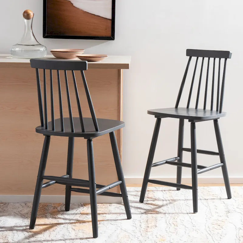24-inch Spindle Counter Stool – Rubberwood Frame, Set of 2 | 18W x 21D x 39H in