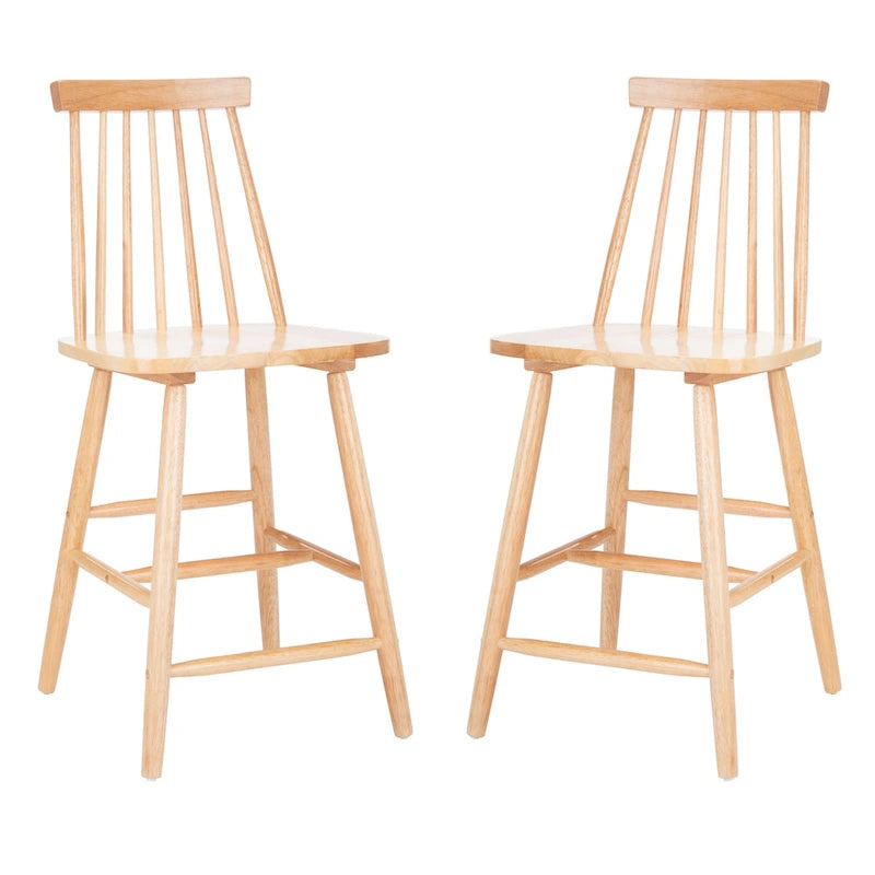 24-inch Spindle Counter Stool – Rubberwood Frame, Set of 2 | 18W x 21D x 39H in