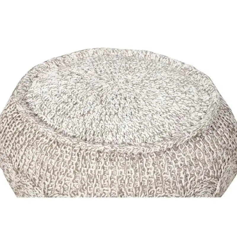 Natural Cable Knit Pouf Ottoman