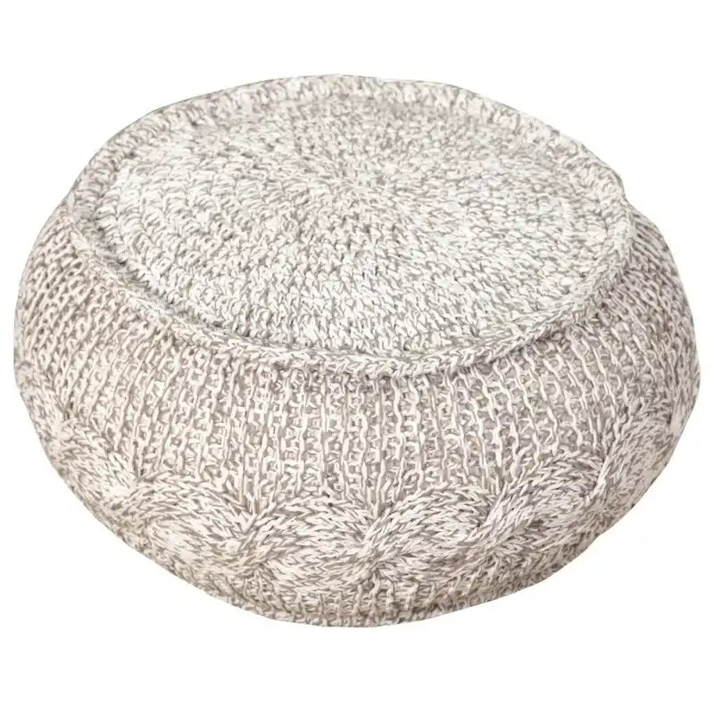 Natural Cable Knit Pouf Ottoman