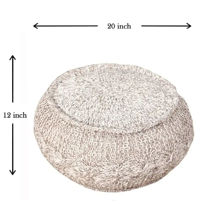 Natural Cable Knit Pouf Ottoman