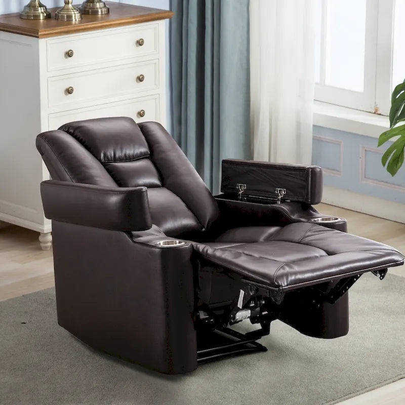 Power Leather Recliner Chair Home Theater Seating Soft