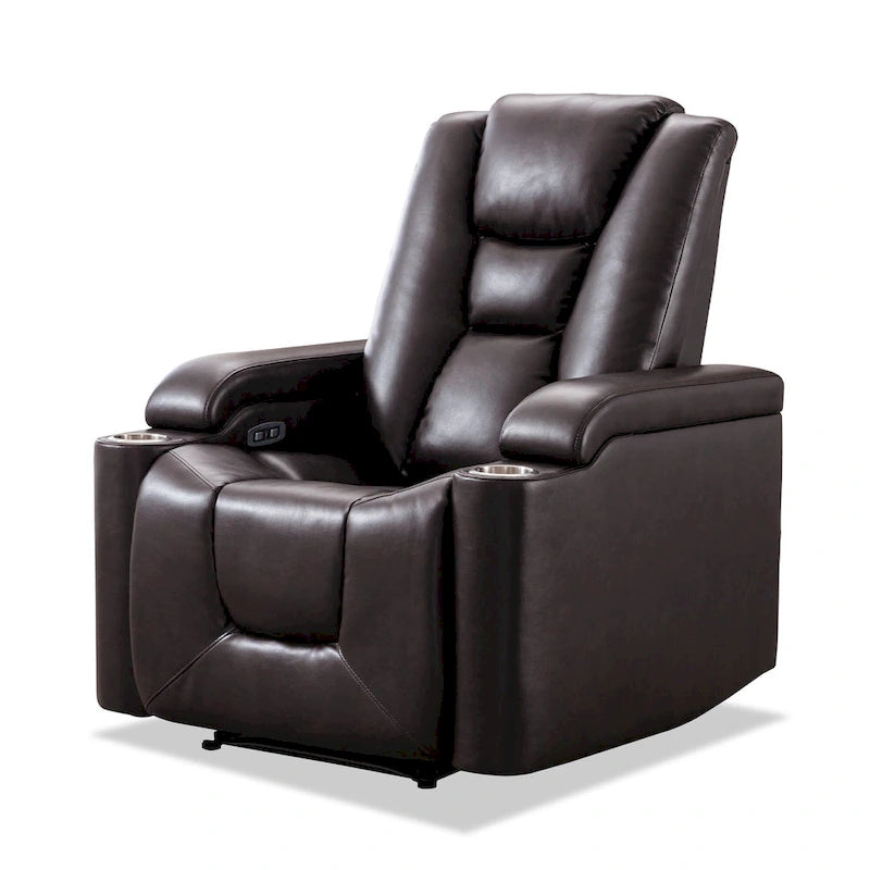 Power Leather Recliner Chair Home Theater Seating Soft