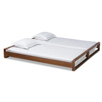 Expandable Twin to King Bed Frame – Rubberwood & MDF, Walnut Finish, No Box Spring Needed