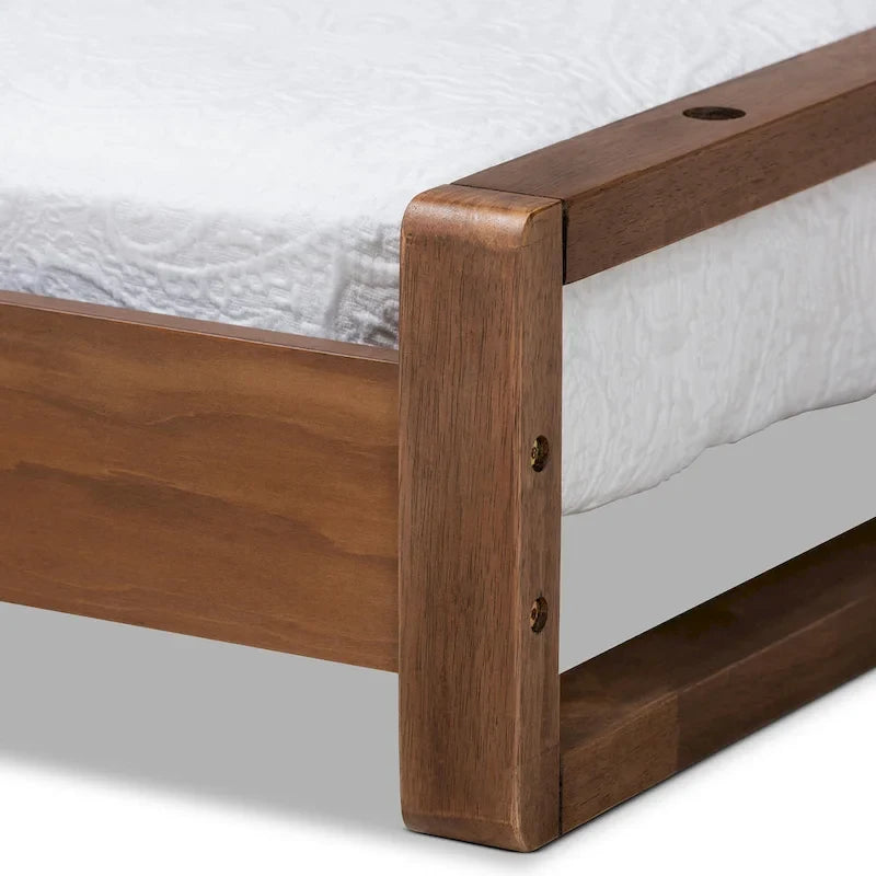 Expandable Twin to King Bed Frame – Rubberwood & MDF, Walnut Finish, No Box Spring Needed