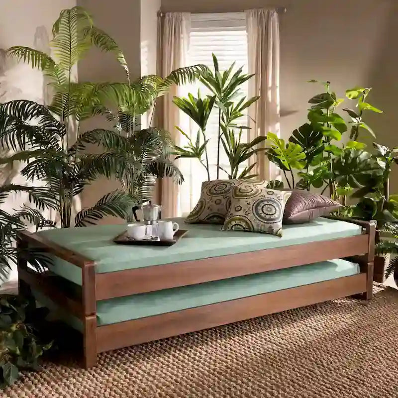 Expandable Twin to King Bed Frame – Rubberwood & MDF, Walnut Finish, No Box Spring Needed