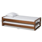 Expandable Twin to King Bed Frame – Rubberwood & MDF, Walnut Finish, No Box Spring Needed