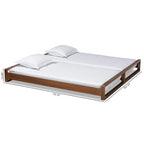 Expandable Twin to King Bed Frame – Rubberwood & MDF, Walnut Finish, No Box Spring Needed