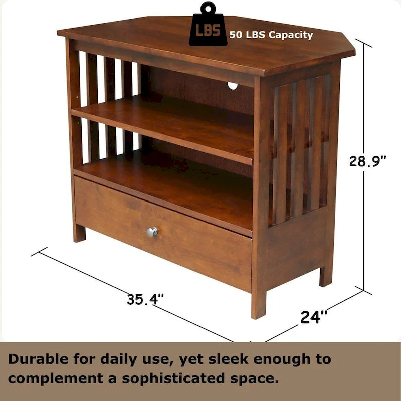 Solid Hardwood Mission Corner TV Stand