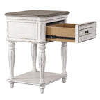 Open Leg Nightstand with Bottom Shelf – Antique White Finish, 22W x 17D x 28H in