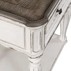 Open Leg Nightstand with Bottom Shelf – Antique White Finish, 22W x 17D x 28H in