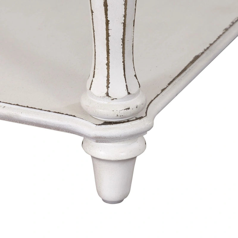 Open Leg Nightstand with Bottom Shelf – Antique White Finish, 22W x 17D x 28H in