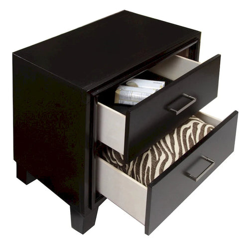 2-Drawer Nightstand – Espresso Finish, Solid Wood & Veneer | 22W x 16D x 24H in