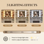 Makeup Vanity Table with Glass Top, 10x Magnifying Mirror, LED Lights & Charging Station