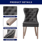 Faux Leather Wing-Back Dining Chair with Button & Rivet Detail – Set of 2 | 19W x 18D x 37H in