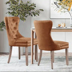 Faux Leather Wing-Back Dining Chair with Button & Rivet Detail – Set of 2 | 19W x 18D x 37H in