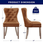 Faux Leather Wing-Back Dining Chair with Button & Rivet Detail – Set of 2 | 19W x 18D x 37H in