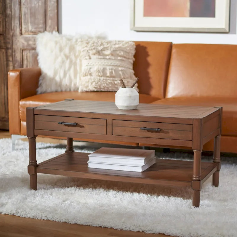 2-Drawer Bottom Shelf Coffee Table - 37.8 W x 19 L x 19 H - 38Wx19Dx19H