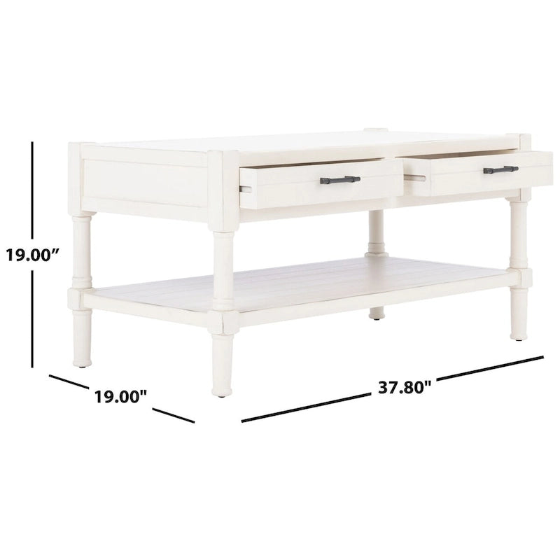 2-Drawer Bottom Shelf Coffee Table - 37.8 W x 19 L x 19 H - 38Wx19Dx19H