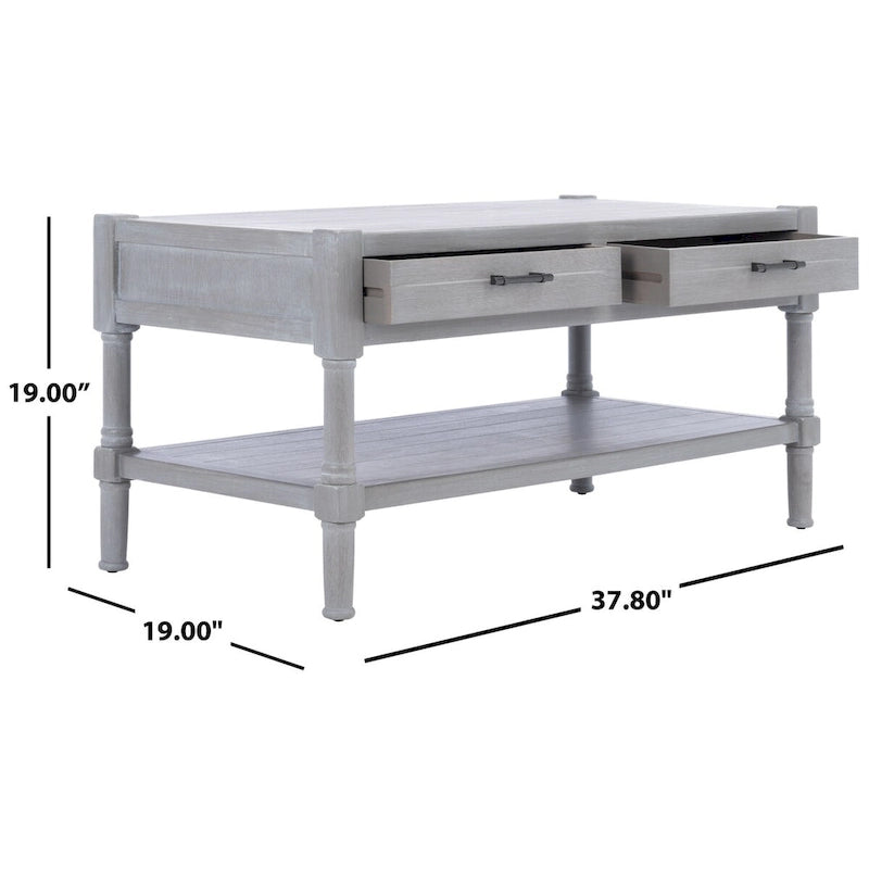2-Drawer Bottom Shelf Coffee Table - 37.8 W x 19 L x 19 H - 38Wx19Dx19H