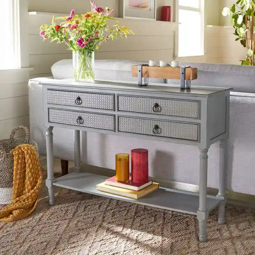 4-Drawer Console Table – 42W x 13D x 29.5H in