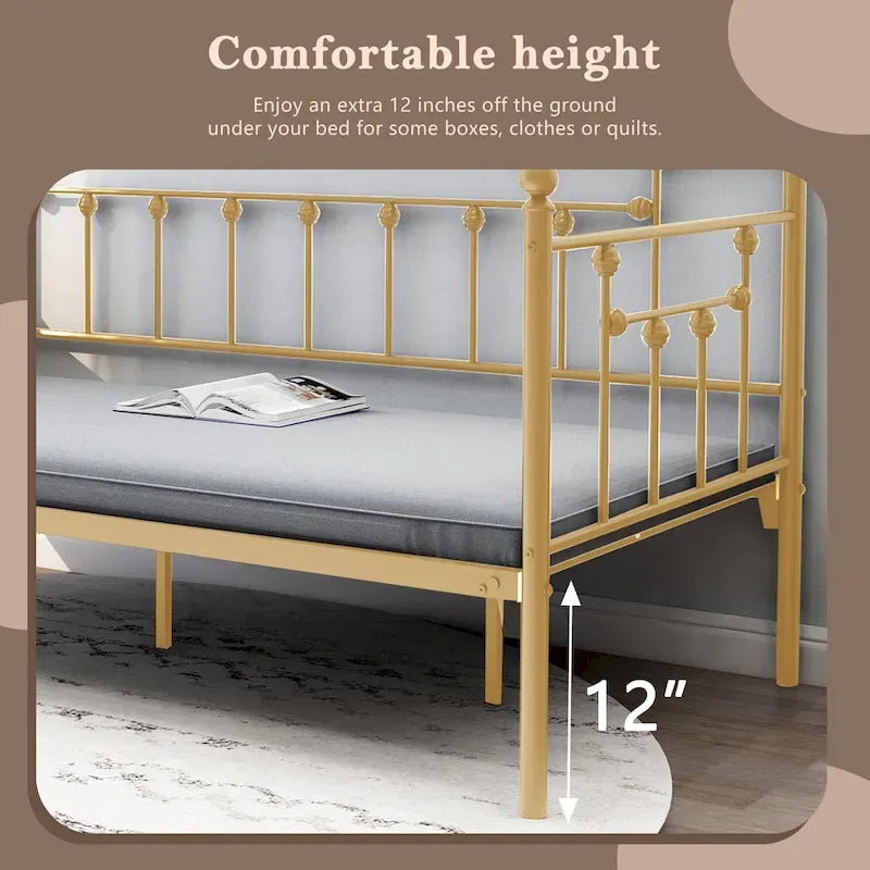 Metal Daybed Frame – Heavy Duty Twin Size Sofa Bed