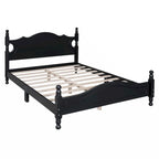 Full Size Wood Platform Bed Frame with Wooden Slat Support – Retro Style