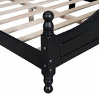 Full Size Wood Platform Bed Frame with Wooden Slat Support – Retro Style