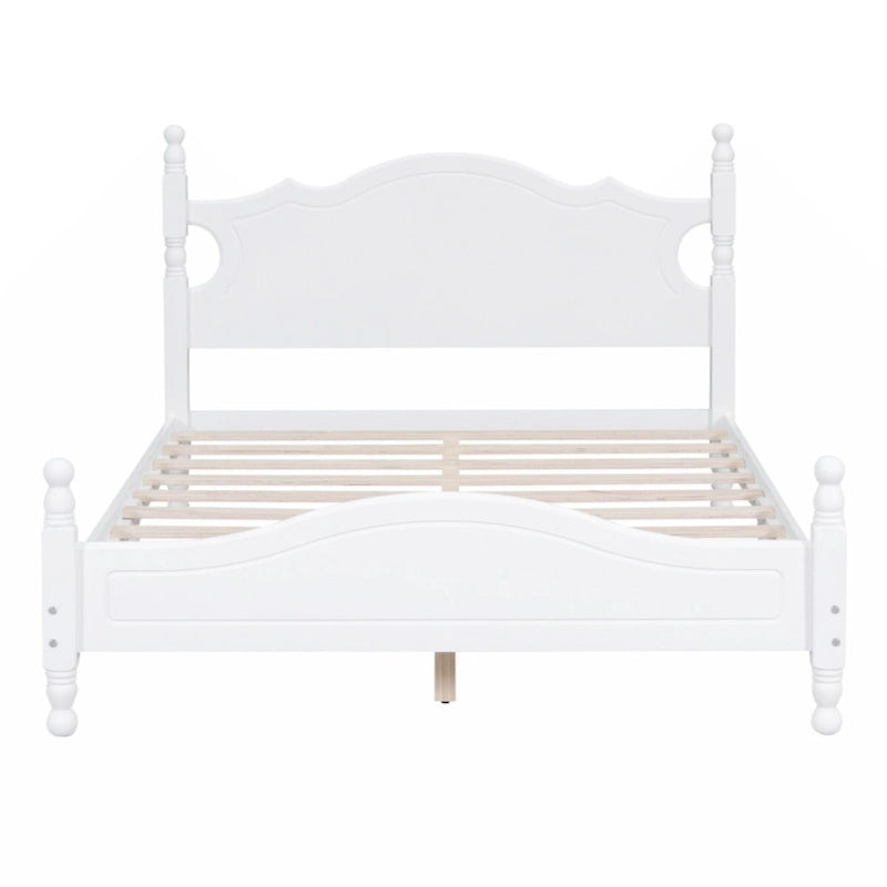 Full Size Wood Platform Bed Frame with Wooden Slat Support – Retro Style